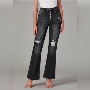Women's Soft Black Distressed Jeans